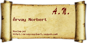 Árvay Norbert névjegykártya
